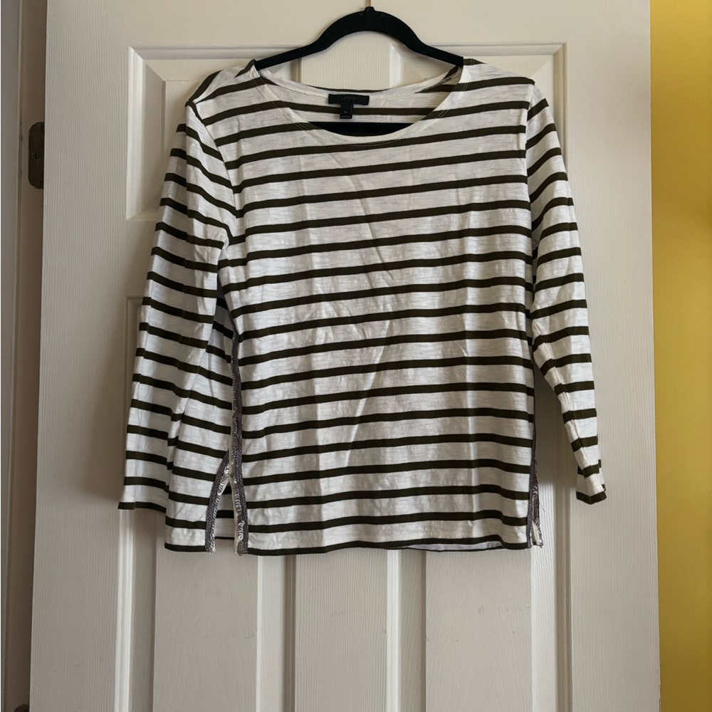 J. Crew Brown and White Long Sleeve Tee